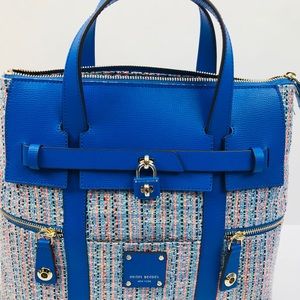 Henry Bendel Blue Tweed Jetsetter Handbag Sold out